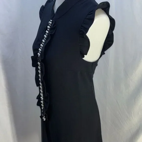 Lilly Pulitzer Black Dress Pearl front Sz 12 Adalee onyx LBD - Picture 5 of 10